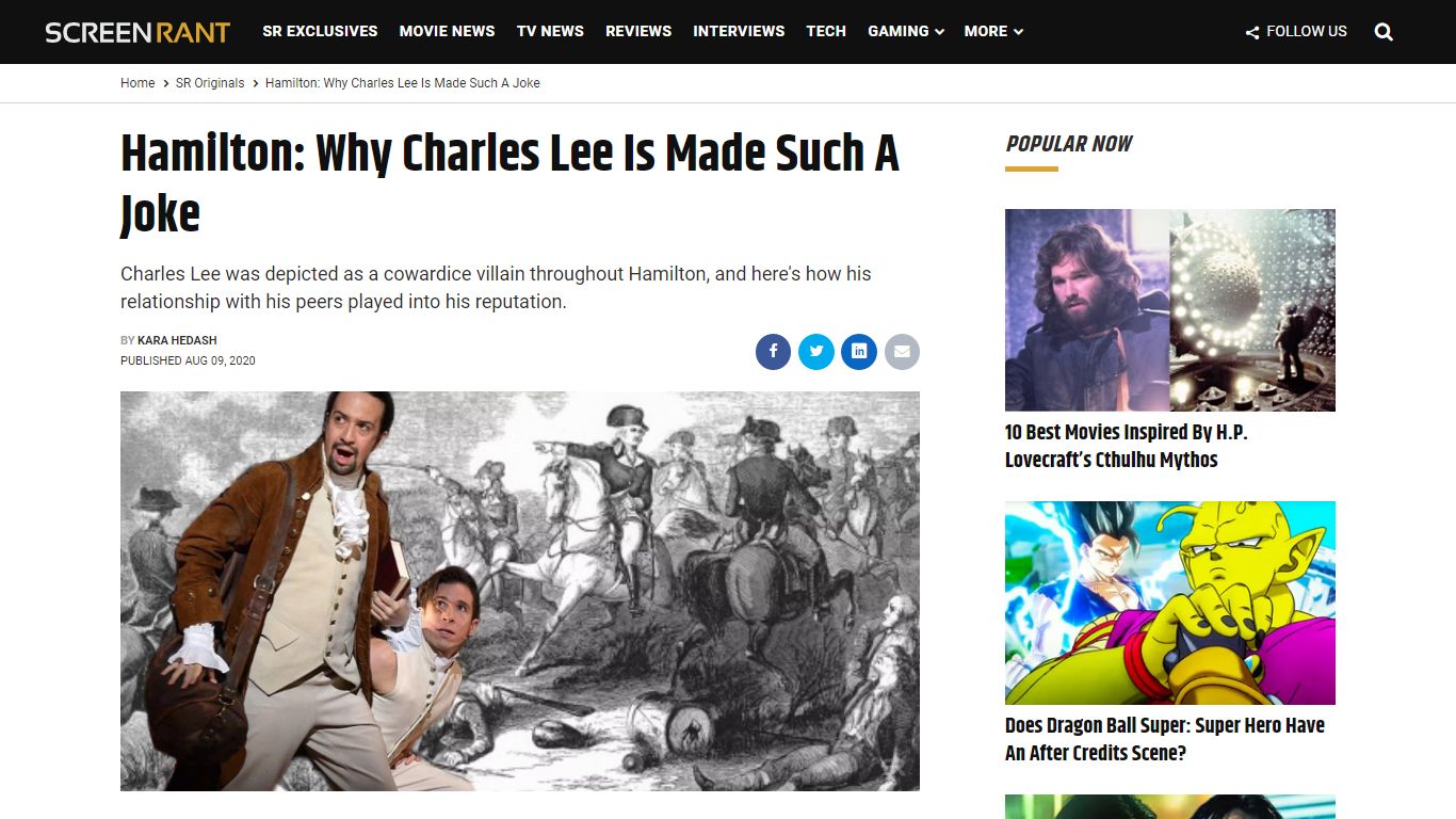 Hamilton: Why Charles Lee Is Made Such A Joke | Screen Rant